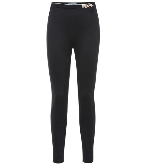 Technical jersey leggings in black 